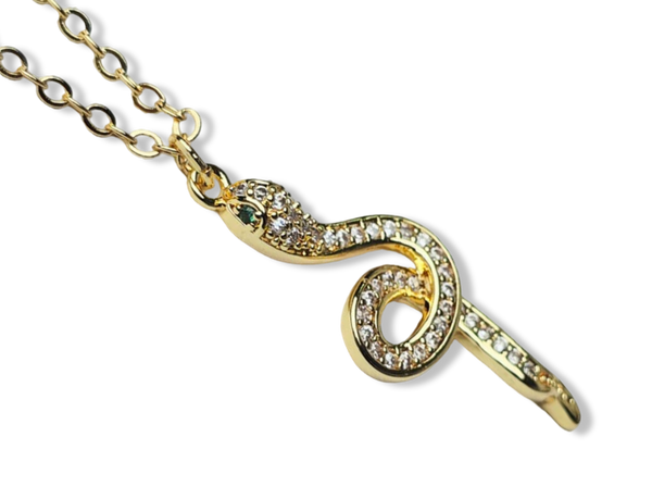 COLLAR SERPIENTE CIRCONIAS DORADO