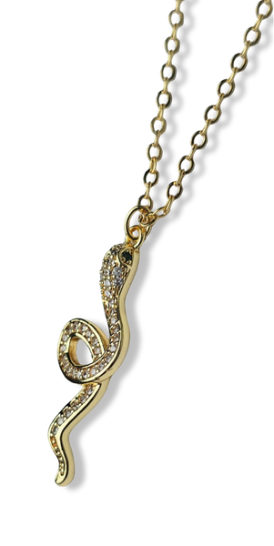 COLLAR SERPIENTE CIRCONIAS DORADO