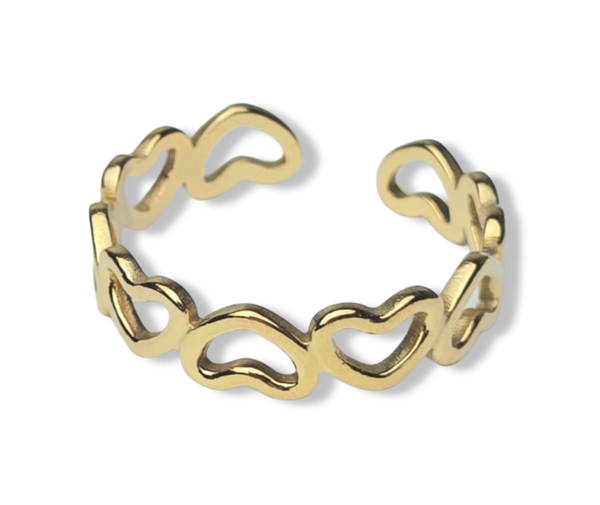 ANILLO WATERPROOF ESLABÓN CORAZÓN DORADO