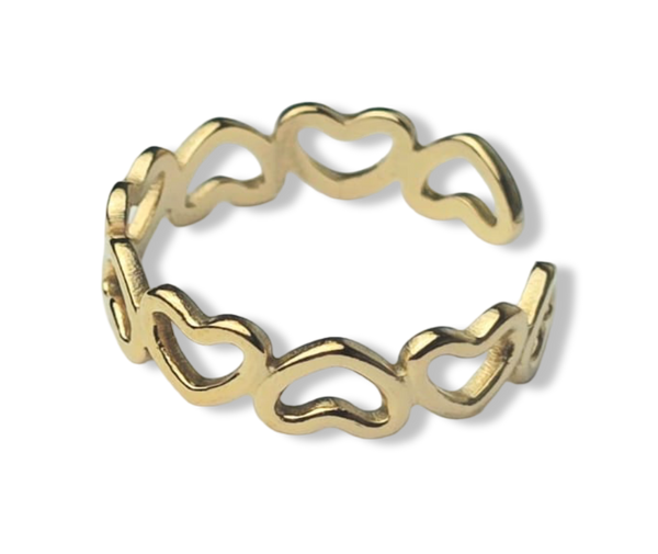 ANILLO WATERPROOF ESLABÓN CORAZÓN DORADO