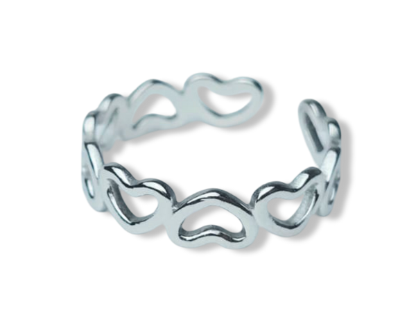 ANILLO WATERPROOF ESLABÓN CORAZÓN PLATEADO
