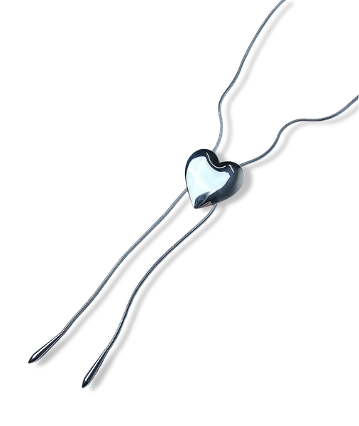 COLLAR WATERPROOF CORBATÍN CORAZÓN AJUSTABLE PLATEADO