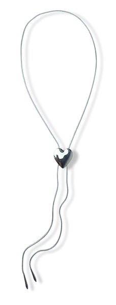 COLLAR WATERPROOF CORBATÍN CORAZÓN AJUSTABLE PLATEADO