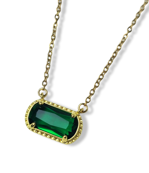 COLLAR WATERPROOF CRISTAL VERDE DORADO