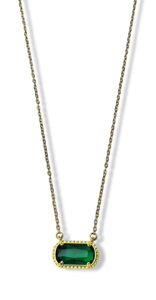 COLLAR WATERPROOF CRISTAL VERDE DORADO