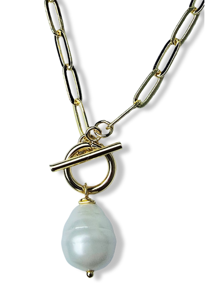 COLLAR CORBATÍN BLANCO POLVO DE PERLAS DORADO