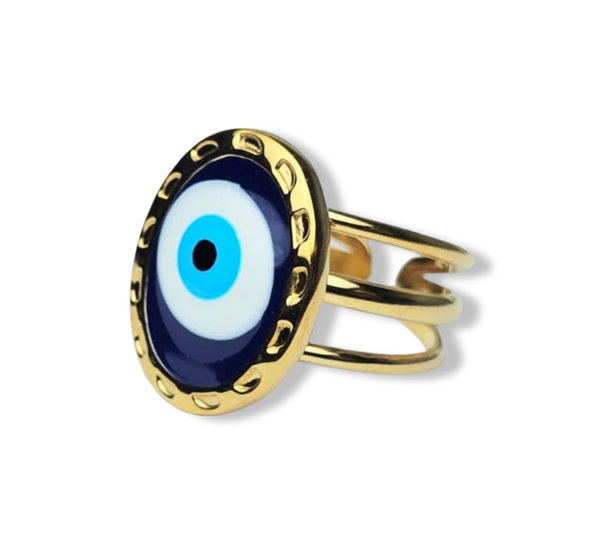 ANILLO WATERPROOF OJO TURCO OVALADO DORADO