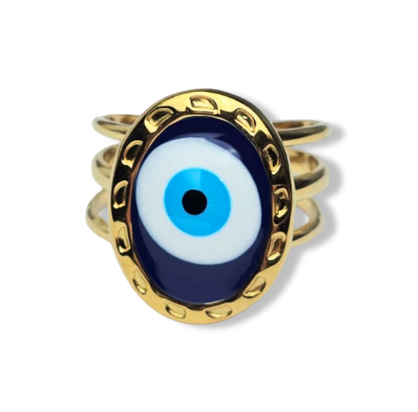 ANILLO WATERPROOF OJO TURCO OVALADO DORADO