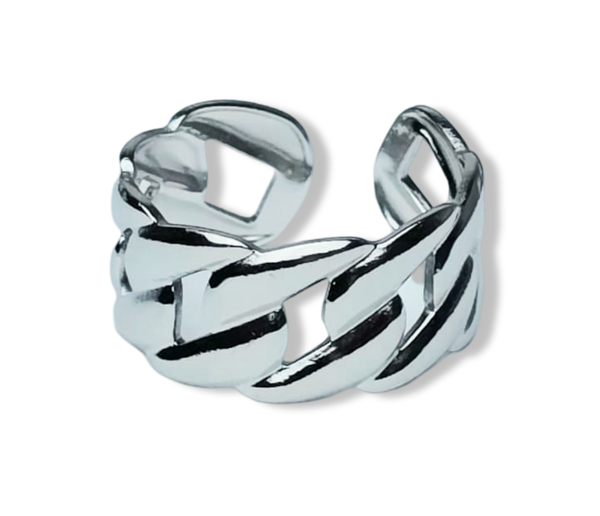 ANILLO WATERPROOF ESLABÓN GRANDE PLATEADO