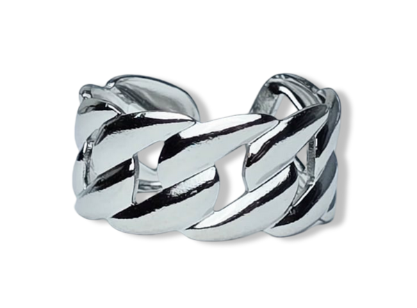 ANILLO WATERPROOF ESLABÓN GRANDE PLATEADO