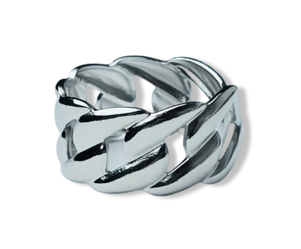ANILLO WATERPROOF ESLABÓN GRANDE PLATEADO