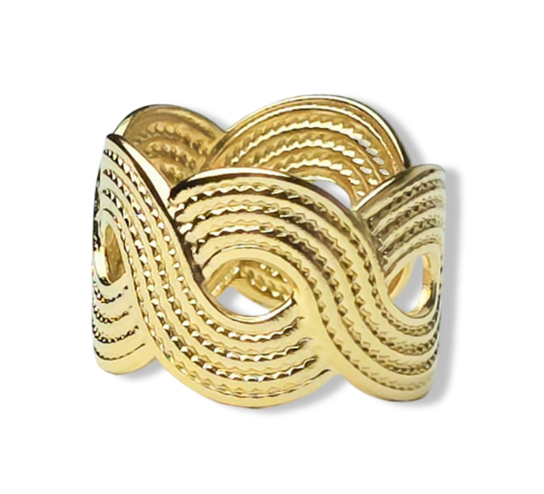 ANILLO WATERPROOF ONDA IRREGULAR DORADO