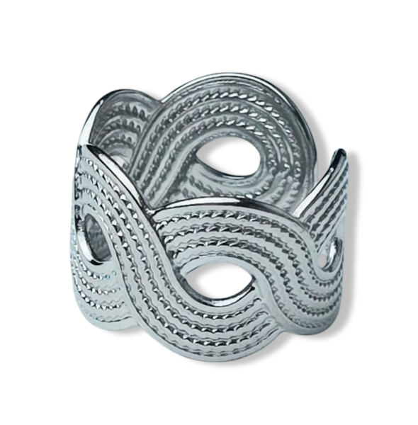 ANILLO WATERPROOF ONDA IRREGULAR PLATEADO