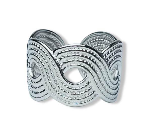 ANILLO WATERPROOF ONDA IRREGULAR PLATEADO