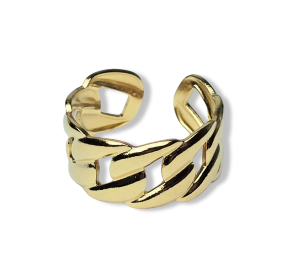 ANILLO WATERPROOF ESLABÓN GRANDE DORADO