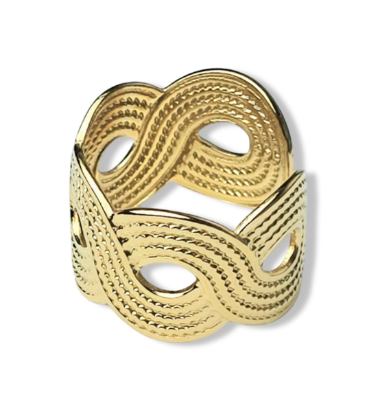 ANILLO WATERPROOF ONDA IRREGULAR DORADO