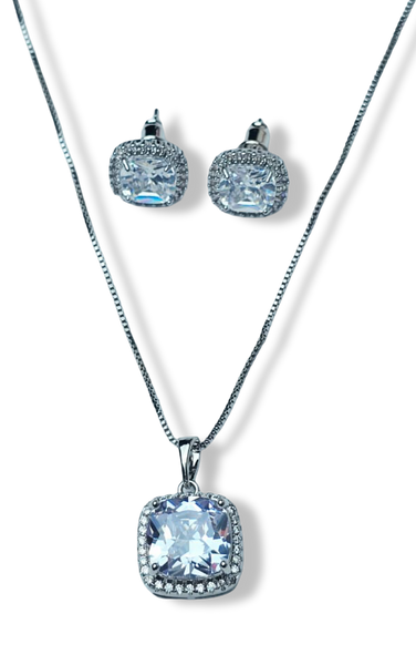 SET CUADRADO CIRCONIAS PLATEADO