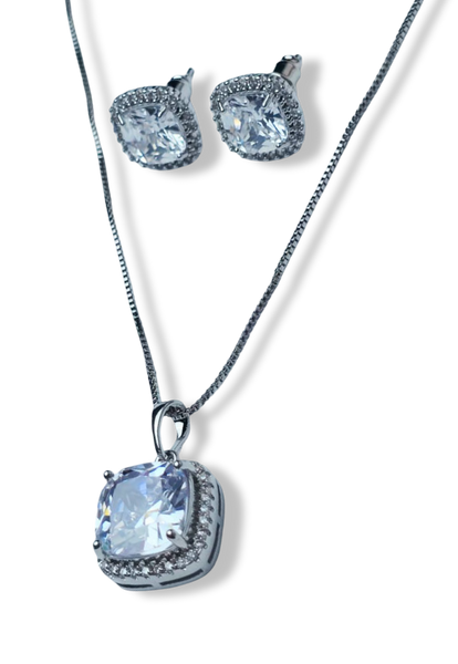 SET CUADRADO CIRCONIAS PLATEADO
