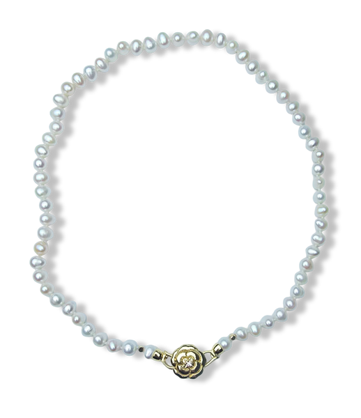 COLLAR PERLA ROUND ROSA Y DETALLE CIRCONIA DORADO