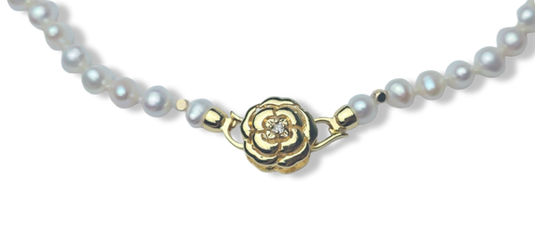 COLLAR PERLA ROUND ROSA Y DETALLE CIRCONIA DORADO