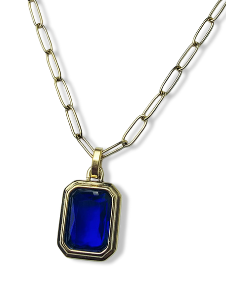 COLLAR WATERPROOF Y CRISTAL AZUL DORADO