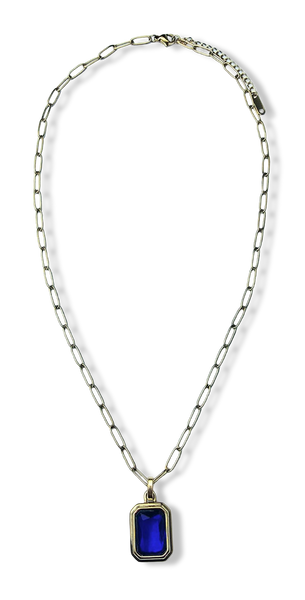 COLLAR WATERPROOF Y CRISTAL AZUL DORADO
