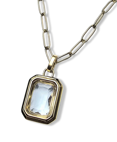 COLLAR WATERPROOF Y CRISTAL BLANCO DORADO