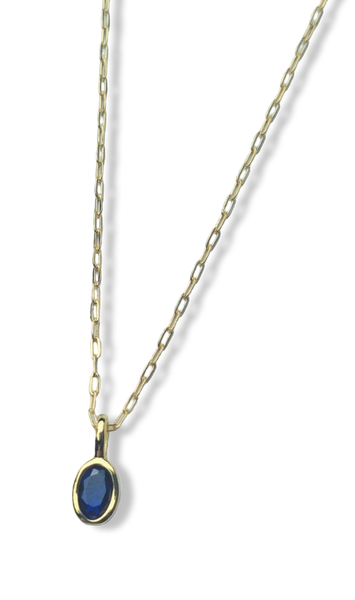 COLLAR MINI CRISTAL OVALADO AZUL DORADO