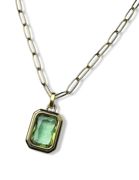 COLLAR WATERPROOF Y CRISTAL VERDE DORADO