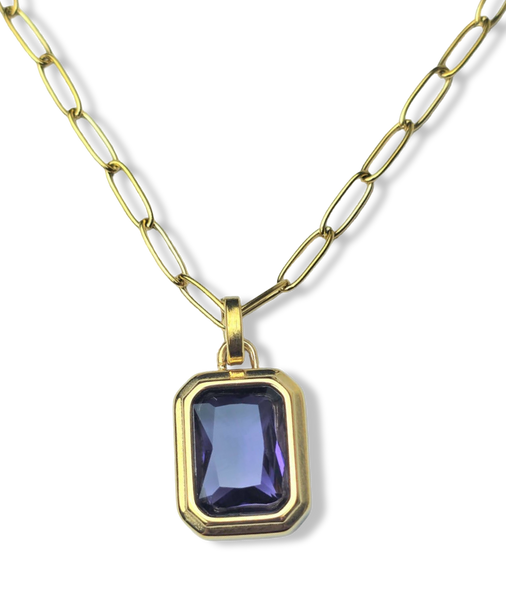 COLLAR WATERPROOF Y CRISTAL MORADO DORADO