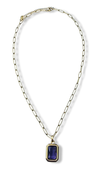 COLLAR WATERPROOF Y CRISTAL MORADO DORADO