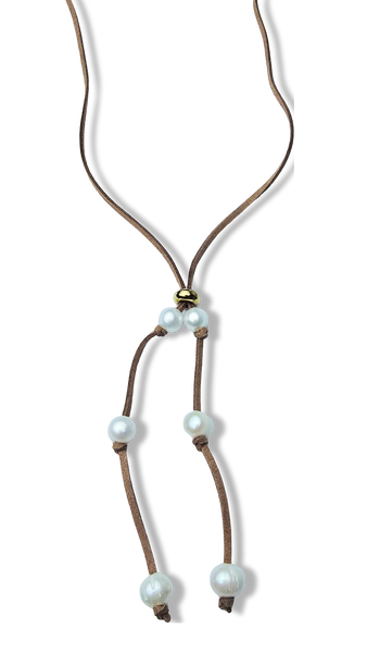 COLLAR PERLA BARROCA CAFÉ DORADO