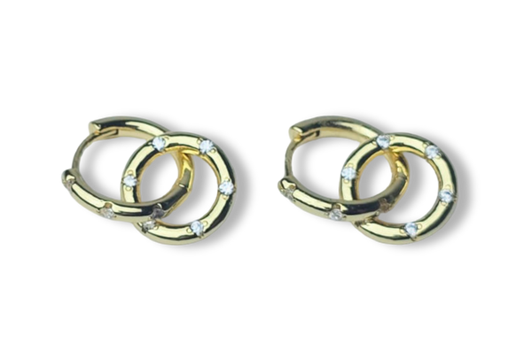 ARETE DOBLE ARO CIRCONIAS DORADO