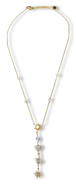 COLLAR WATERPROOF Y FIGURAS EN CRISTAL DORADO