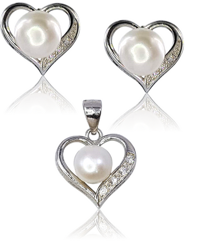 SET CORAZÓN PLATA