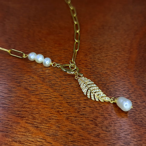 LEAF AND PEARL CHAIN