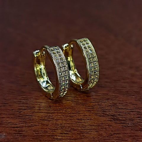 HOOP PAVE 3 ROW GOLD