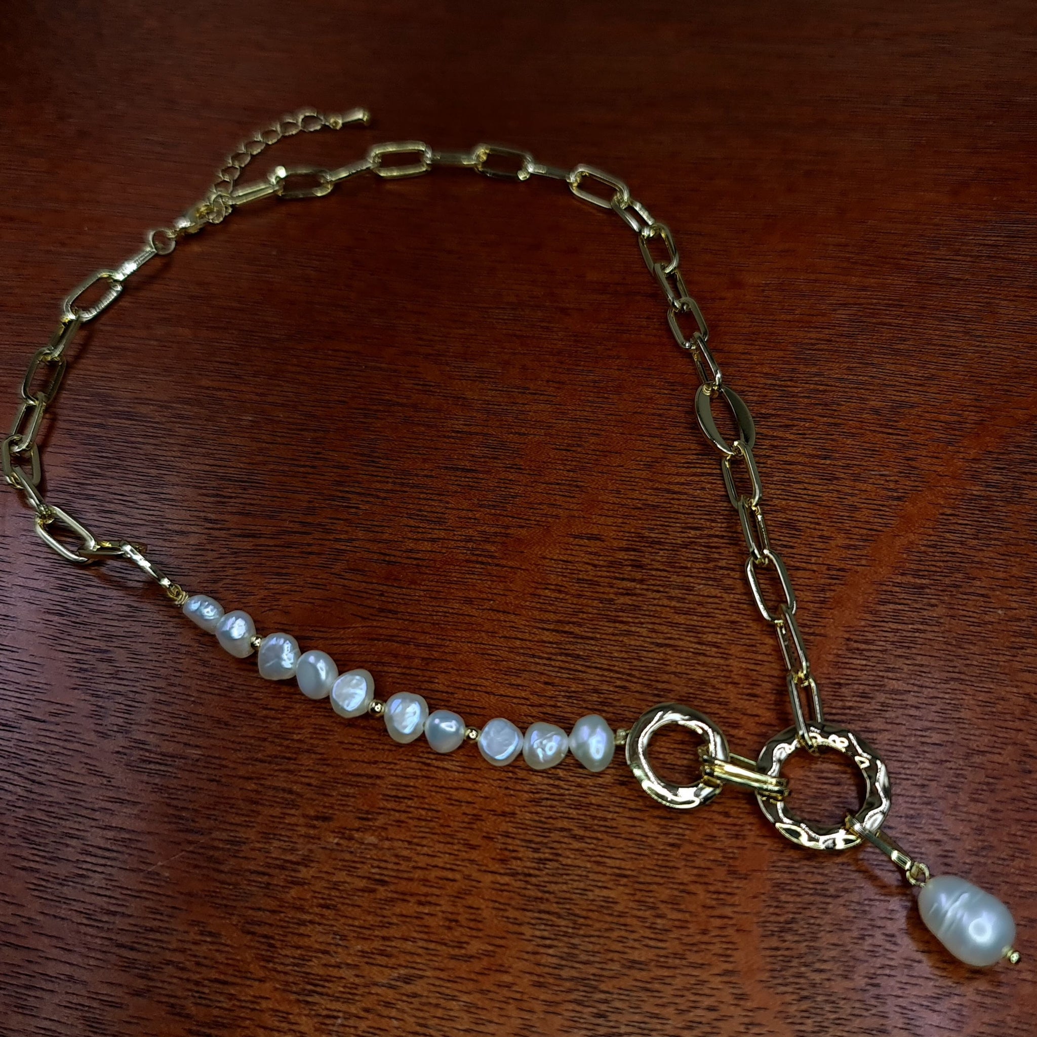 MIXED NECKLACE AND DROP PERAL