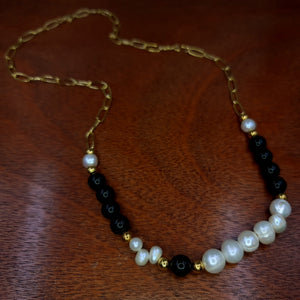HALF CHAIN PEARL NECKLACE OX