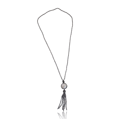 COLLAR DE CRISTAL TRABAJO TURCO CON PERLA TIPO COIN